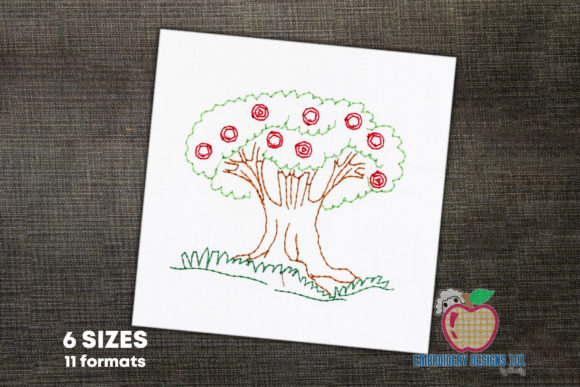 Apple Tree Colorful Lineart