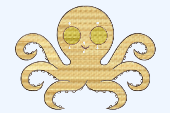 Big Eyes Octopus Embroidery Design