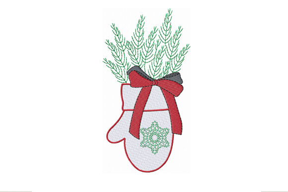 Christmas Mitten with Pine Branches