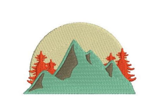 Mountains and Trees Embroidery Design