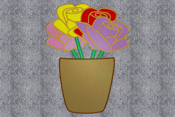 Pot with Flowers Embroidery Design